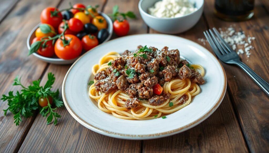 lamb mince with pasta