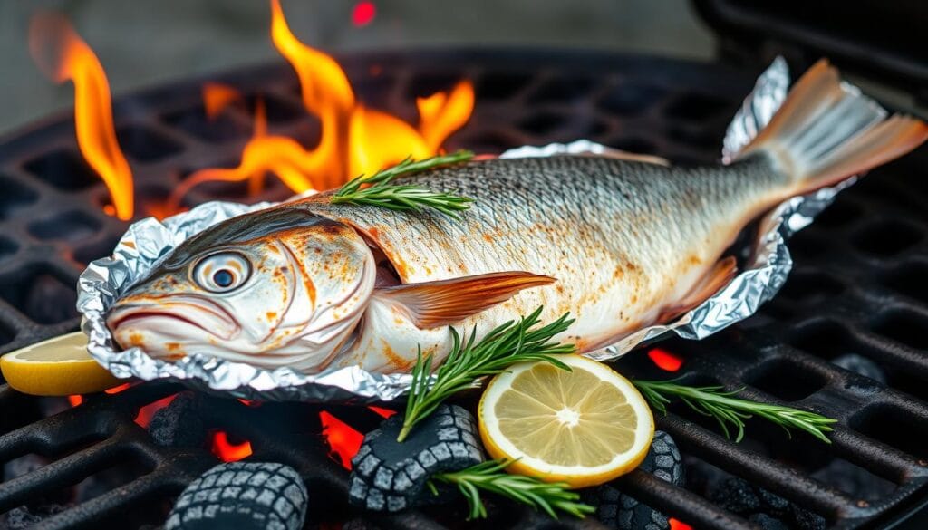 whole fish in foil on bbq