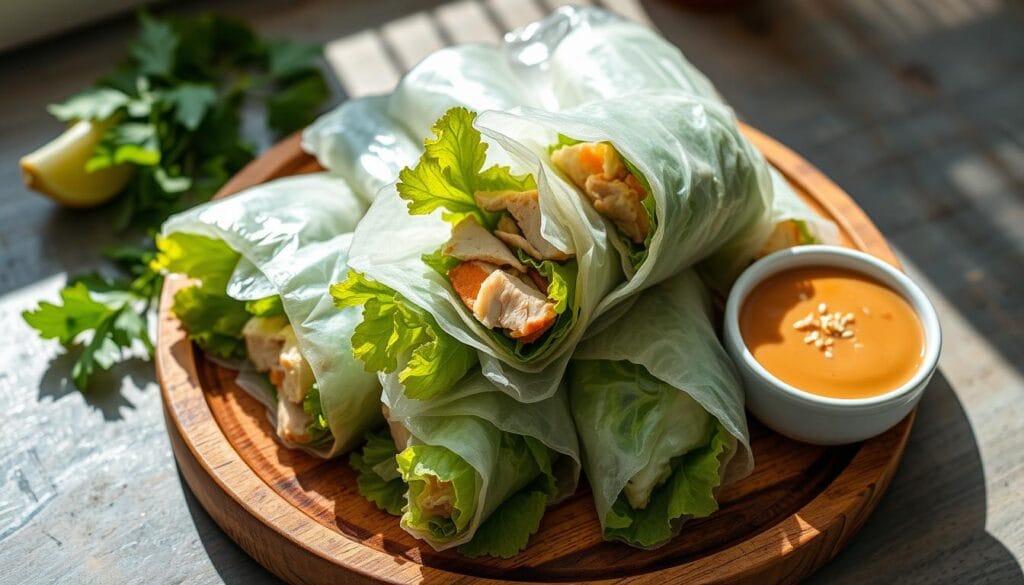 chicken rice paper rolls