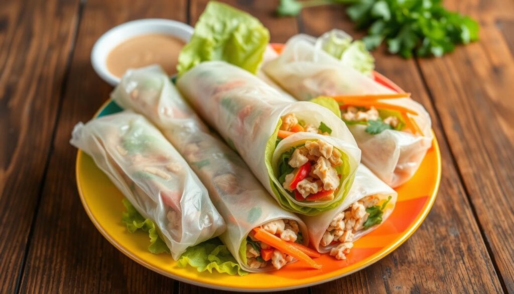 chicken rice paper rolls