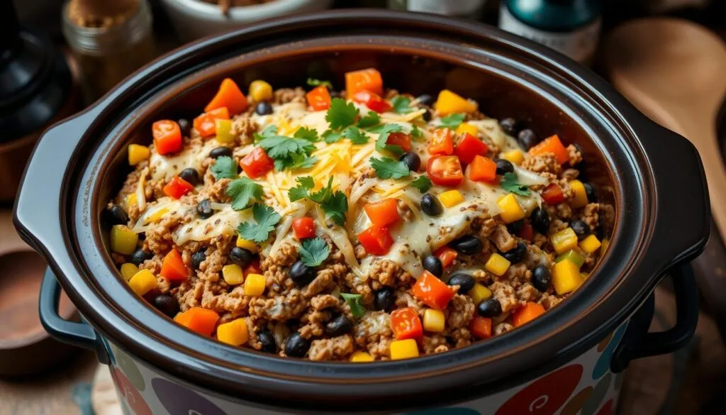 Ground Turkey Mexican Casserole in Slow Cooker Ground Turkey Mexican Casserole in Slow Cooker