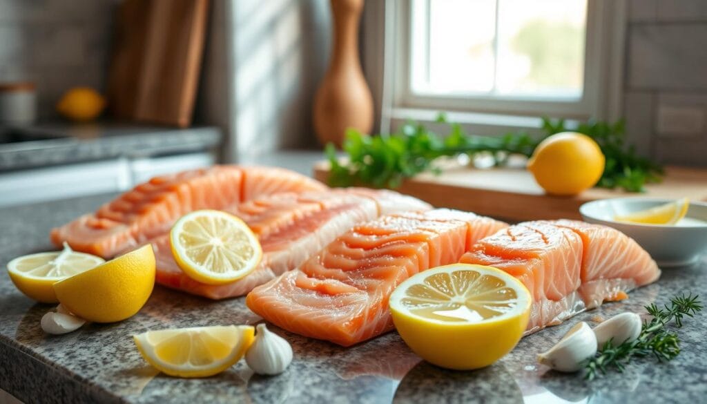 Salmon Lemon Butter Dinner Preparation