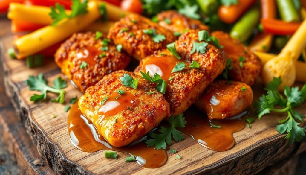 crispy honey garlic salmon bites