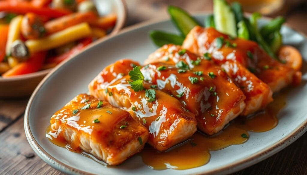 honey butter glazed salmon bites